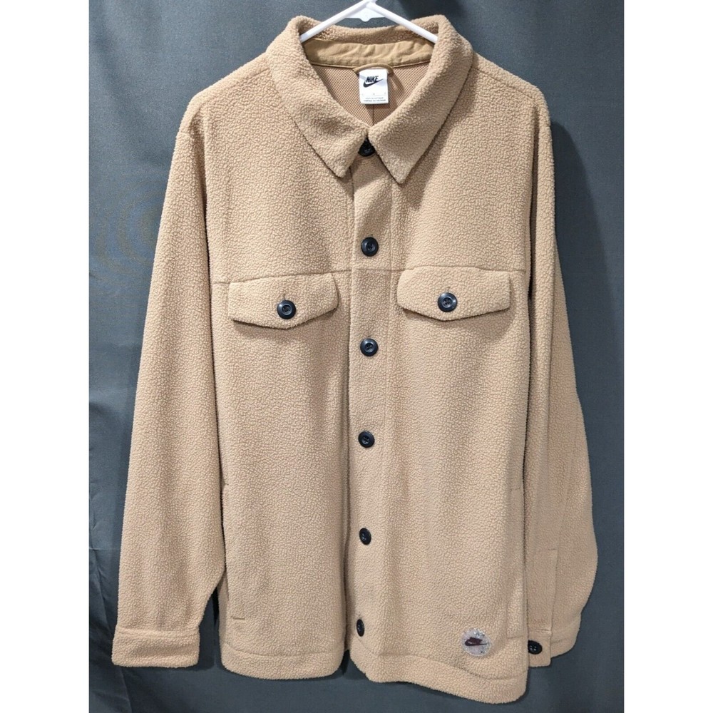 Nike Sportswear Fleece Utility Jacket Tan Men's Size Large NWT DZ5437-258